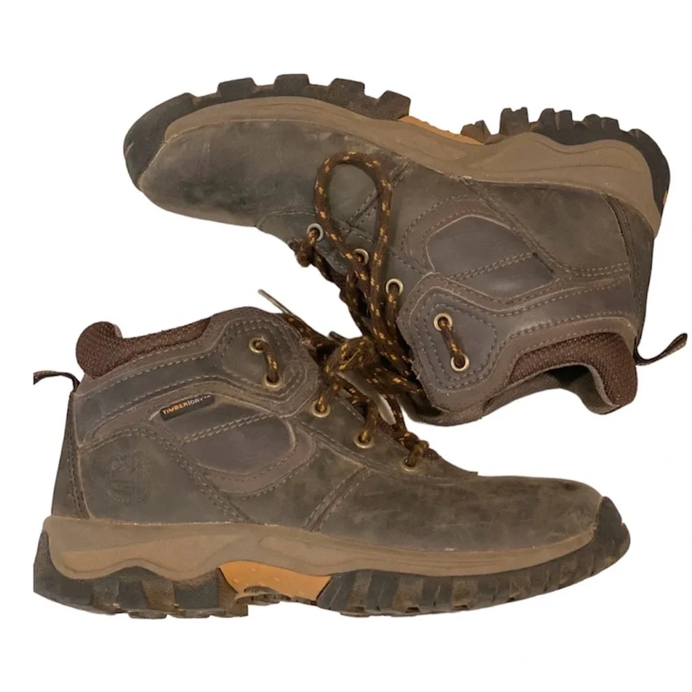 Timberland Boys Waterproof Mid Boot Hiking Snow Brown Leather 13.5
